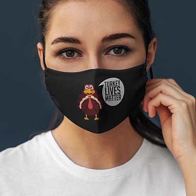 Alternative view of Funny Turkey Thanksgiving Turkey Lives Matter Washable Reusable Custom Cloth Face Mask