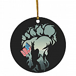American Bigfoot Christmas Ornament, White, Circle Ornament