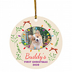 Personalized Photo Pet's First, White, Circle Ornament Personalized Photo Pet's First, White, Circle Ornament