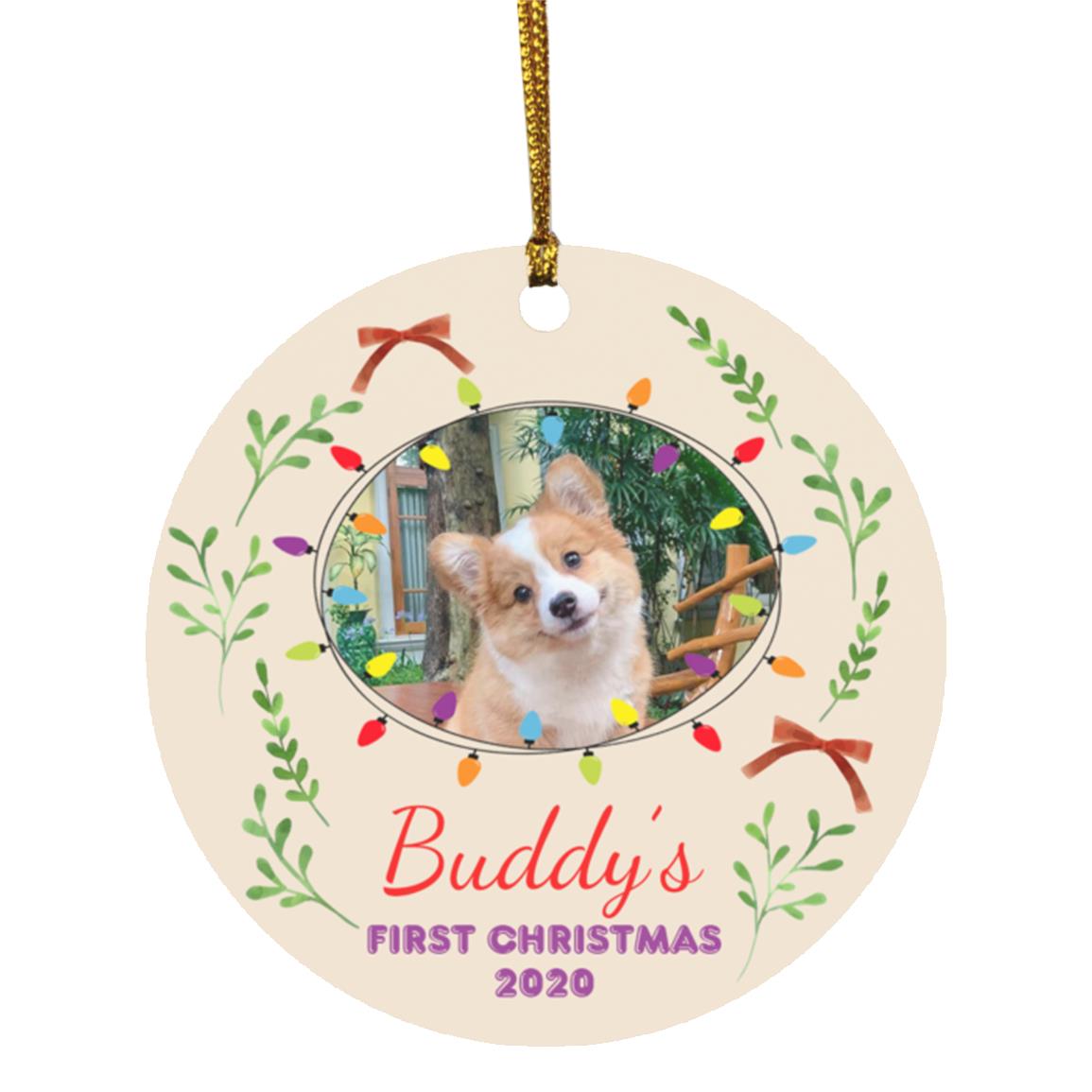 Personalized Photo Pet's First, White, Circle Ornament Personalized Photo Pet's First, White, Circle Ornament