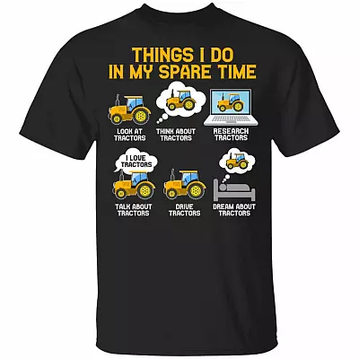 Things I Do In My Spare Time Tractor Farmer Youth T-Shirt - Funny Tractor Driver Youth Tee Shirt, Black, Youth T-Shirt