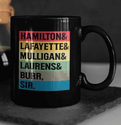 Alternative view of Hamil-ton Lafayette Mulligan Laurens Burr Sir Ceramic Coffee Mug- Beer Stein- Water Bottle-Color Changing Mug