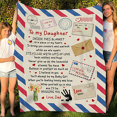 Alternative view of From Dad To My Daughter Inside This Blanket Is A Piece Of My Heart Mail Fleece Blanket – Mink Sherpa Blanket