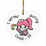 3MH. I Served_girl, White, Heart Ornament