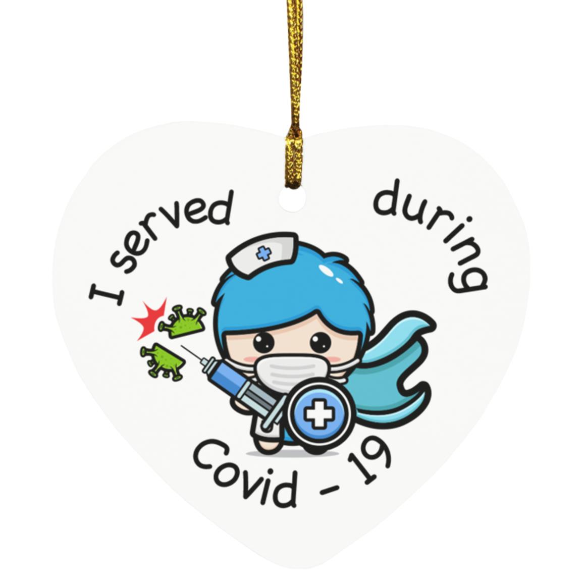 3MH. I Served_boy, White, Heart Ornament