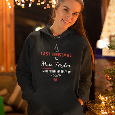 Alternative view of Personalized Last Christmas As Miss Jumper - Bride To Be Gifts Hoodie - Sweatshirt - Long Sleeve Shirt
