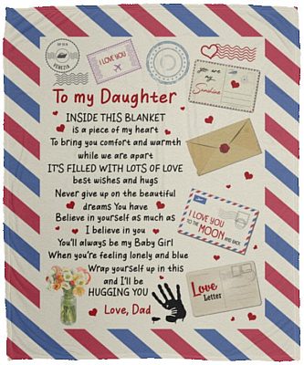 From Dad To My Daughter Blanket, White, Cozy Plush Fleece Blanket - 50x60