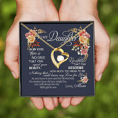 Mom To My Daughter In My Eyes There Is No One That Can Equal Your Beauty Forever Love Heart Pendant Necklace