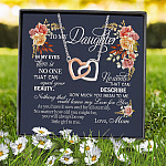 Mom To My Daughter In My Eyes There Is No One That Can Equal Your Beauty Joined Interlocking Hearts Pendant Necklace