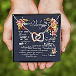 Mom To My Daughter In My Eyes There Is No One That Can Equal Your Beauty Joined Interlocking Hearts Pendant Necklace