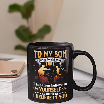 Alternative view of To My Son Never Forget That I Love You Ceramic Coffee Mug - Beer Stein - Water Bottle - Color Changing Mug