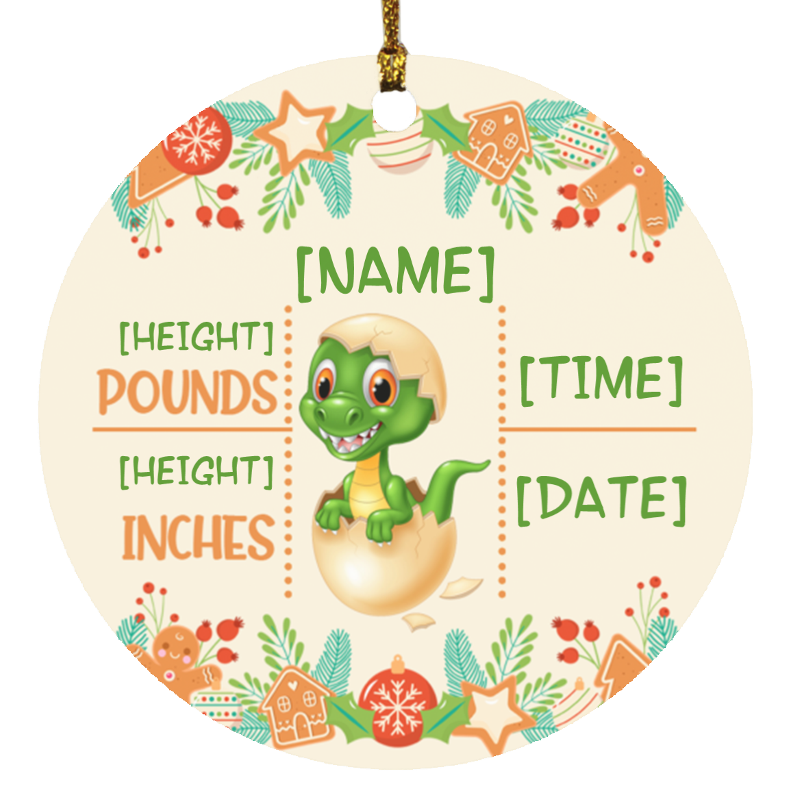 Personalized New Baby My First Christmas Gift For Baby Flat Holiday Circle Ornament Keepsake, White, Circle Ornament