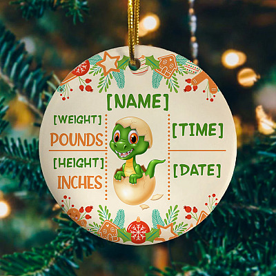 Alternative view of Personalized New Baby My First Christmas Gift For Baby Flat Holiday Circle Ornament Keepsake