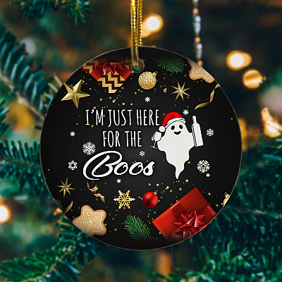 Alternative view of I'm Just Here For The Boos Decorative Christmas Ornament Keepsake - Holiday Flat Circle Ornament