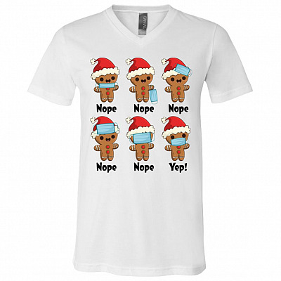 57KNG. Gingerbread man (4), White, V-Neck T-Shirt