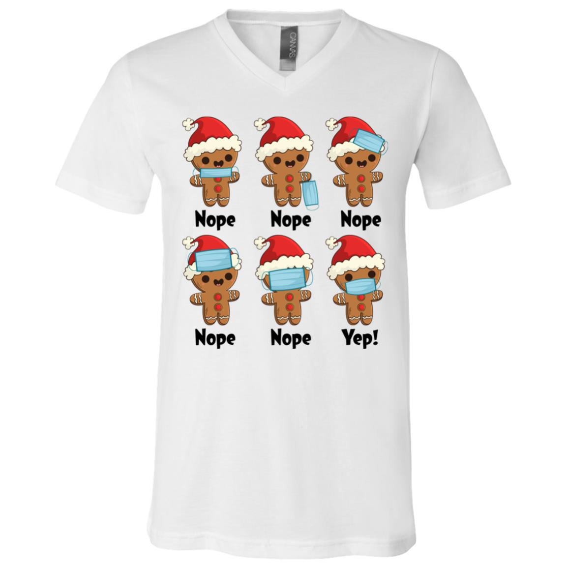 57KNG. Gingerbread man (4), White, V-Neck T-Shirt