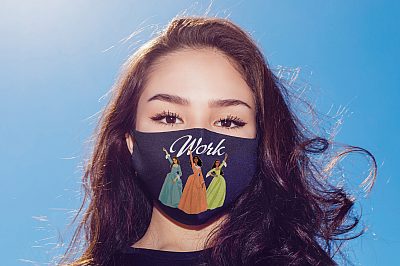 Alternative view of Work Schuyler Sisters Musical Washable Reusable Custom Printed Cloth Face Mask Cover