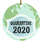 Earth Wearing Mask The Year Of Quarantine Pandemic Christmas Flat Holiday Circle Ornament Keepsake, White, Circle Ornament