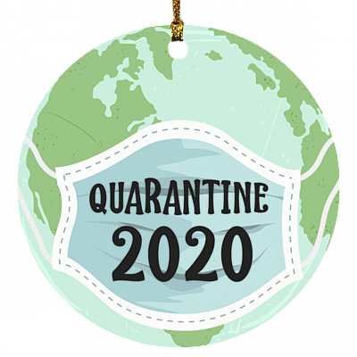 Earth Wearing Mask The Year Of Quarantine Pandemic Christmas Flat Holiday Circle Ornament Keepsake, White, Circle Ornament