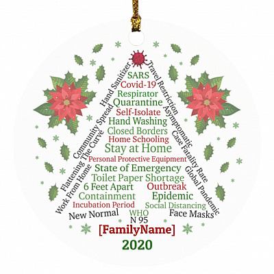 Personalized the New Normal I Survived Ornament, White, Circle Ornament