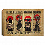 Samurai Girl Be Strong Canvas, White, 0.75'' Framed Canvas