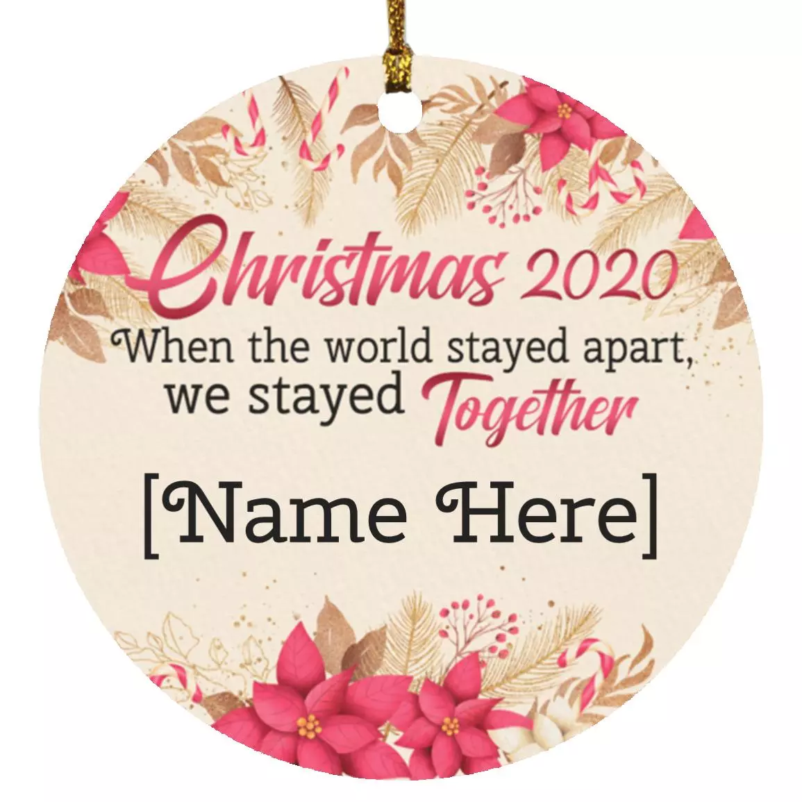 10O. Christmas 2020-customized Personalized Christmas 2020 Ornament, White, Circle Ornament