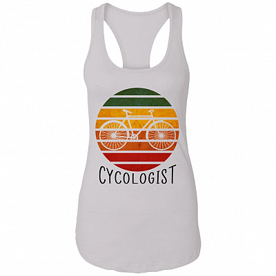 Cycologist Tank Top, White, Ladies Racerback Tank
