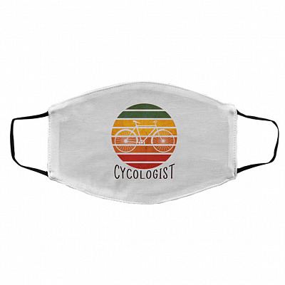 Cycologist Mask, White, Cloth Face Cover – Medium/Large