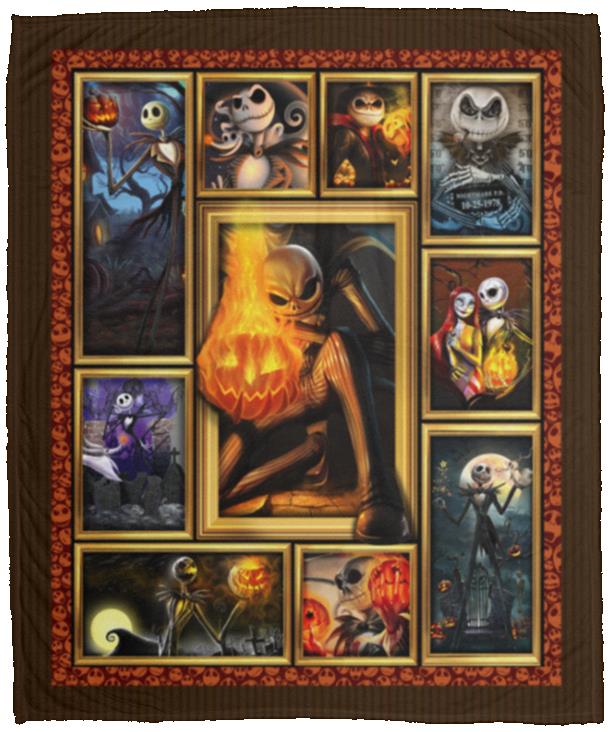 Jack Skellington Blanket, White, Cozy Plush Fleece Blanket - 50x60