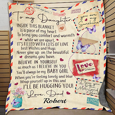 Alternative view of Personalized To My Daughter Inside This Blanket Is A Piece Of My Heart Fleece Blanket - Premium Sherpa Blanket - Woven Blanket