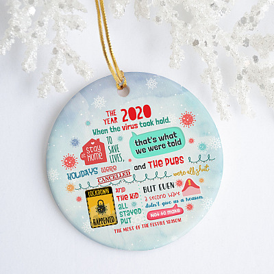 Alternative view of The Year 2020 When The Virus Took Hold Stay At Home To Save Lives 2020 Christmas Ornament - Circle Ornament