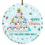 Merry Christmas Ornament, White, Circle Ornament