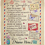 Personalized To My Daughter Inside, White, Cozy Plush Fleece Blanket - 50x60 Personalized To My Daughter Inside, White, Cozy Plush Fleece Blanket - 50x60