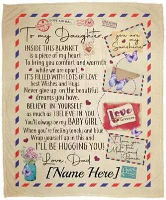 Personalized To My Daughter Inside, White, Cozy Plush Fleece Blanket - 50x60