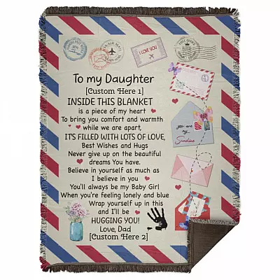 Personalized Dad To My Daughter Letter Blanket, White, Woven Blanket - 60x80