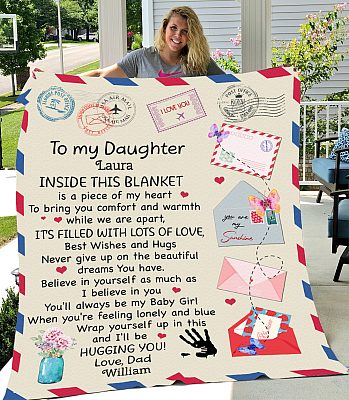 Alternative view of Personalized Dad To My Daughter Inside This Blanket Is A Piece Of My Heart Fleece Blanket - Mink Sherpa Blanket