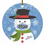 Ma-sk Snowman 2020 Christmas, White, Circle Ornament