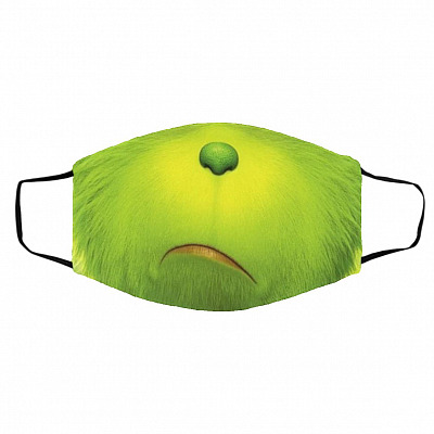 Grin-ch Mouth Christmas, White, Cloth Face Cover – Medium/Large