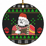 Santa Claus Leonardo Big Fat, White, Circle Ornament