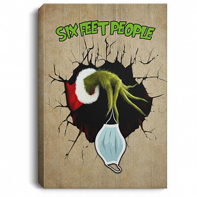 6 Feet People Quarantine Christmas, White, 0.75'' Framed Canvas