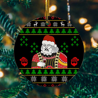 Alternative view of Santa Claus Leonardo Big Fat Jumper Quarantined Christmas 2020 Meme Christmas Decorative Ornament Keepsake