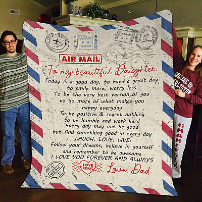 Alternative view of Letter From Dad To My Beautiful Daughter Today Is A Good Day Envelope Fleece Blanket - Premium Sherpa Blanket