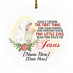 Personalized Jesus Holding Baby, White, Circle Ornament