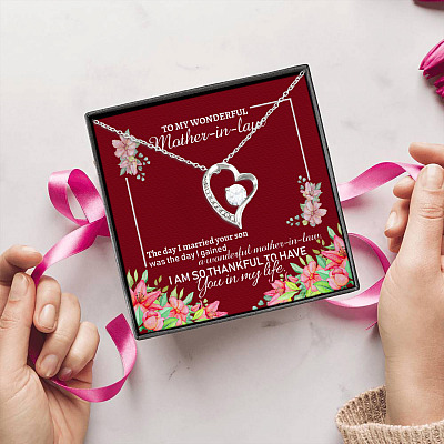 Alternative view of To My Wonderful Mother In Law Wedding Gift For Mother Of Groom Forever Heart Pendant Necklace