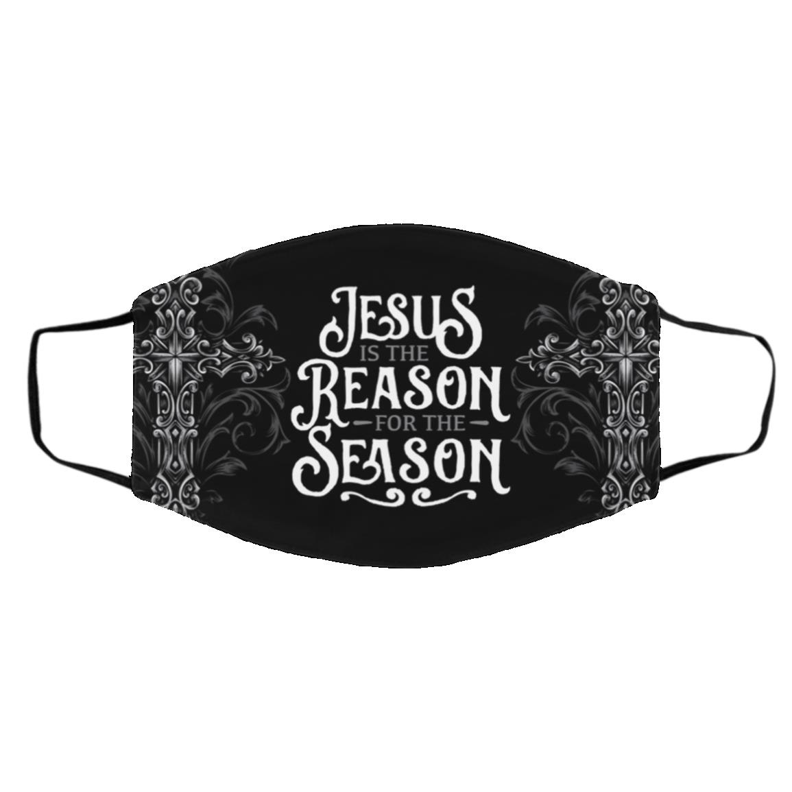 Jesus Is the Reason For The Season, White, Cloth Face Cover – Medium/Large Jesus Is the Reason For The Season, White, Cloth Face Cover – Medium/Large
