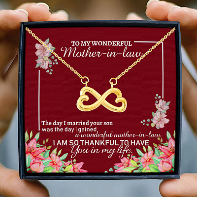 To My Wonderful Mother In Law Wedding Gift For Mother Of Groom Infinity Heart Pendant Necklace
