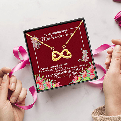 Alternative view of To My Wonderful Mother In Law Wedding Gift For Mother Of Groom Infinity Heart Pendant Necklace