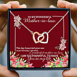 To My Wonderful Mother In Law Wedding Gift For Mother Of Groom Interlocking Hearts Pendant Necklace
