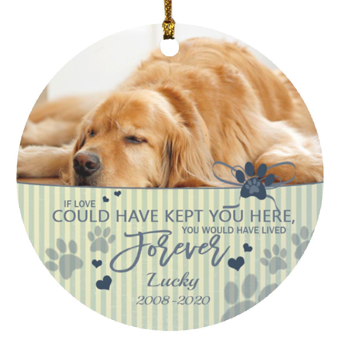 Custom Photo Pet Memorial Ornament, White, Circle Ornament