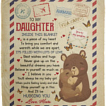 Bear Mom To My Daughter Inside, White, Cozy Plush Fleece Blanket - 50x60 Bear Mom To My Daughter Inside, White, Cozy Plush Fleece Blanket - 50x60
